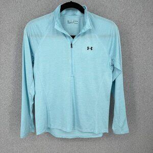 Under Armour Womens Loose Fit 1/4 Zip Pullover Top Size XL Baby Blue Lightweight